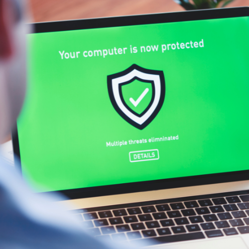 Cybersecurity illustration showing secure data network